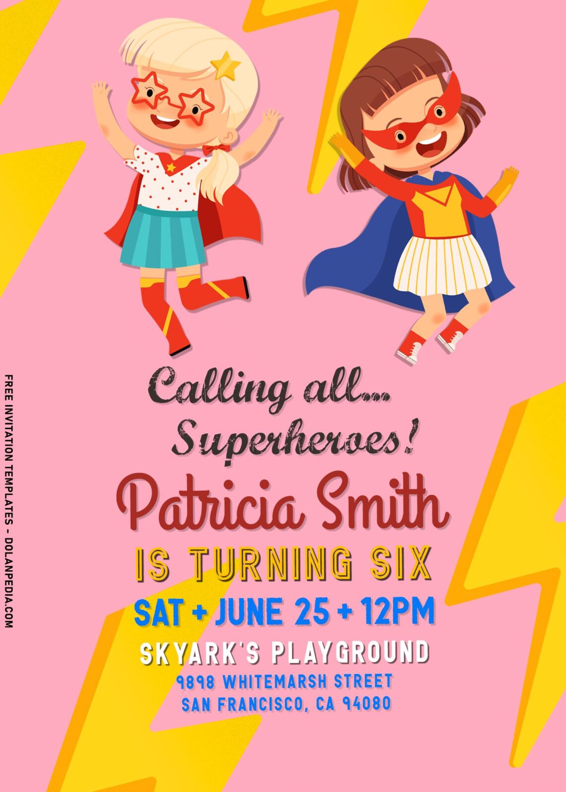 7+ Sweet Pink Little Girls Superhero Birthday Invitation Templates ...
