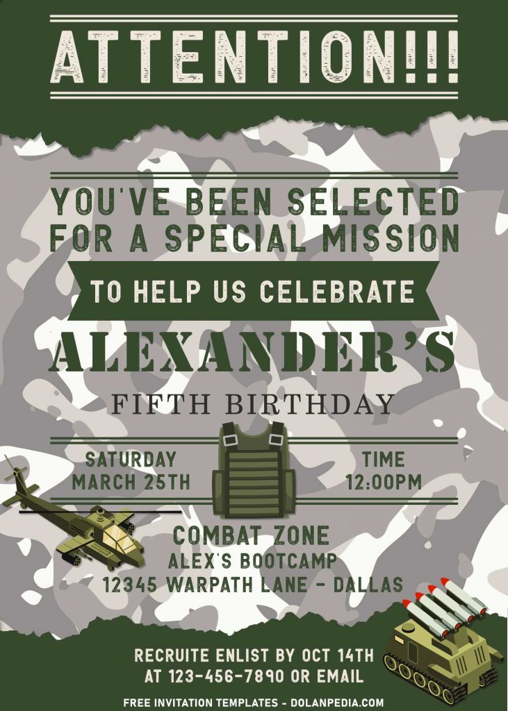 8+ Army Kids Birthday Invitation Templates