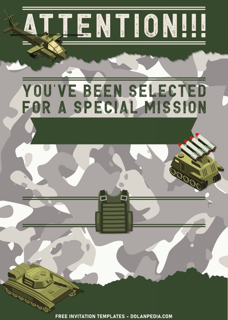 8+ Army Kids Birthday Invitation Templates with Rocket Missile