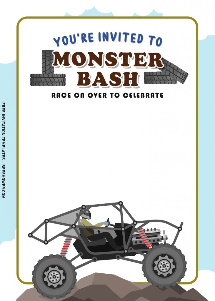 8+ Monster Bash Boy Birthday Invitation Templates With Off Road Truck with buggy