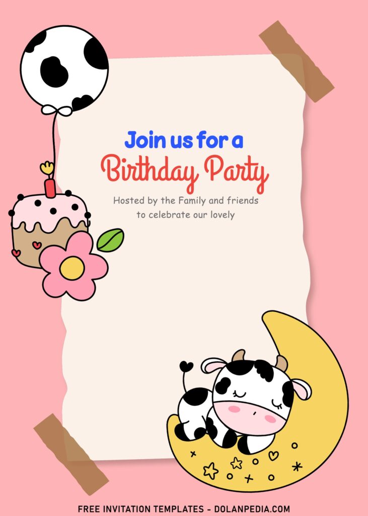 10+ Personalized Holy Cow Birthday Invitation Templates For All Ages with cute birthday cake