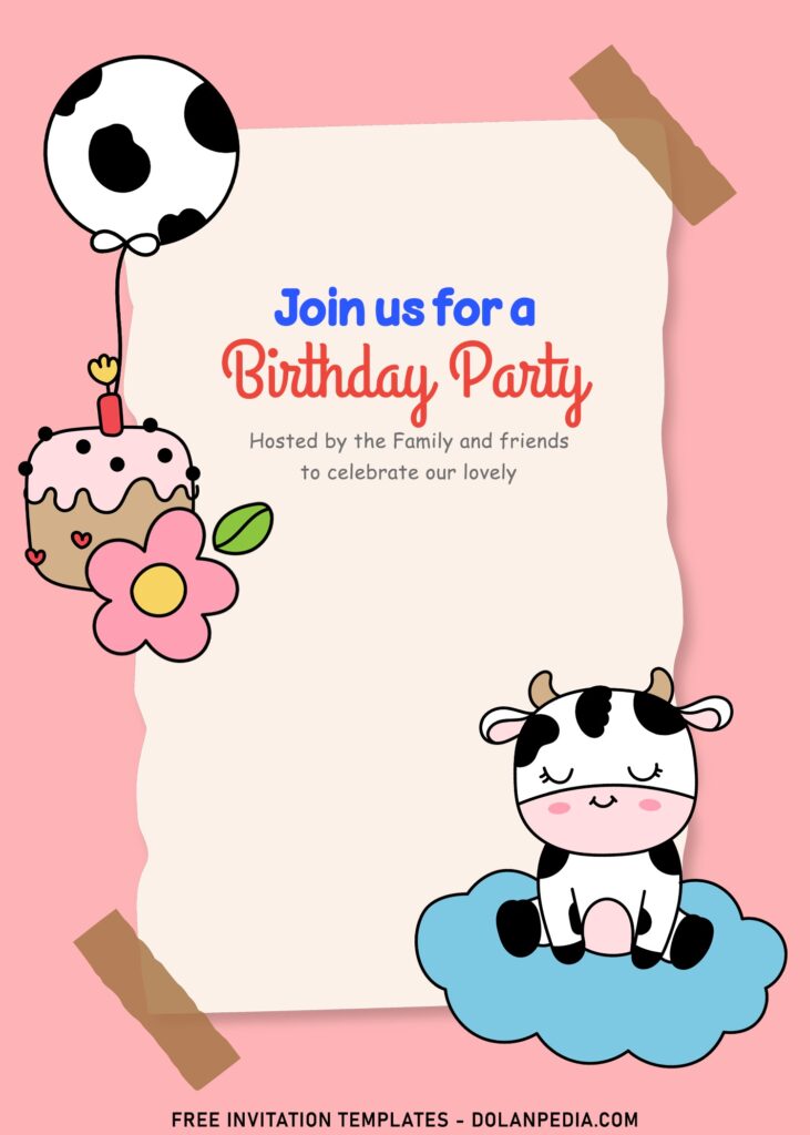 10+ Personalized Holy Cow Birthday Invitation Templates For All Ages with cow balloons