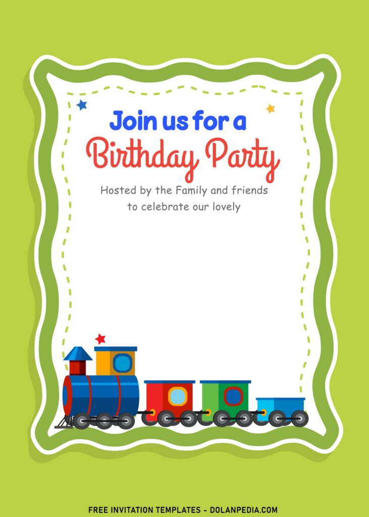 11+ Adorable Kids Toys Birthday Invitation Templates with adorable train