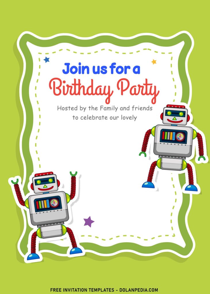 11+ Adorable Kids Toys Birthday Invitation Templates with adorable robot