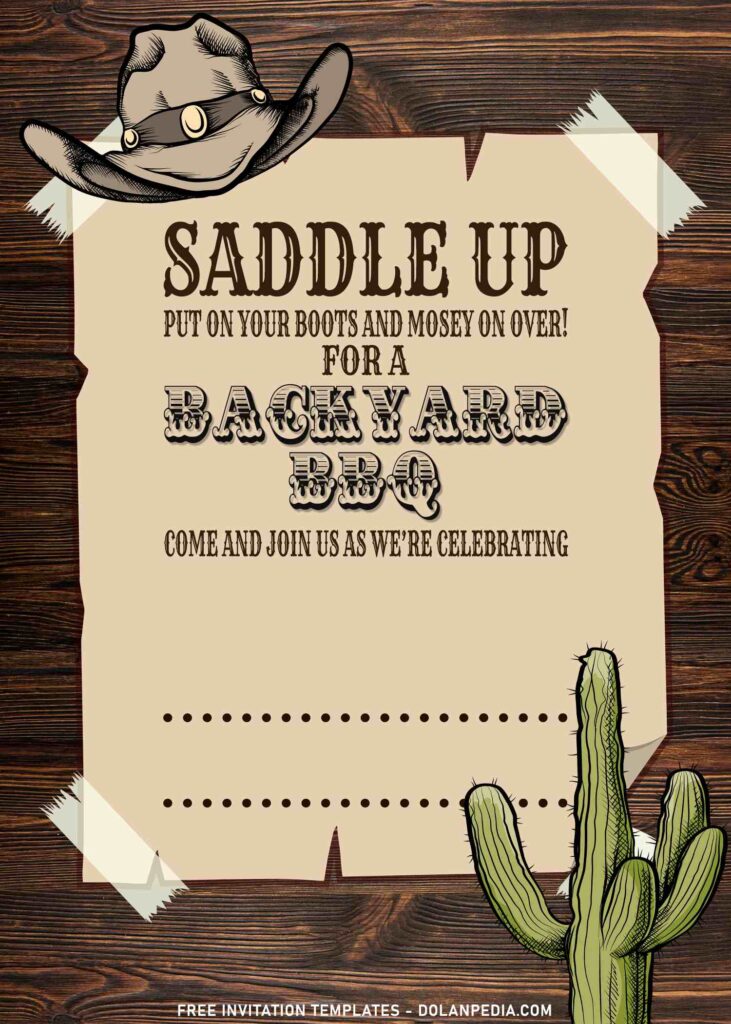 11+ Old Wild West Backyard BBQ Birthday Invitation Templates with torn paper text box