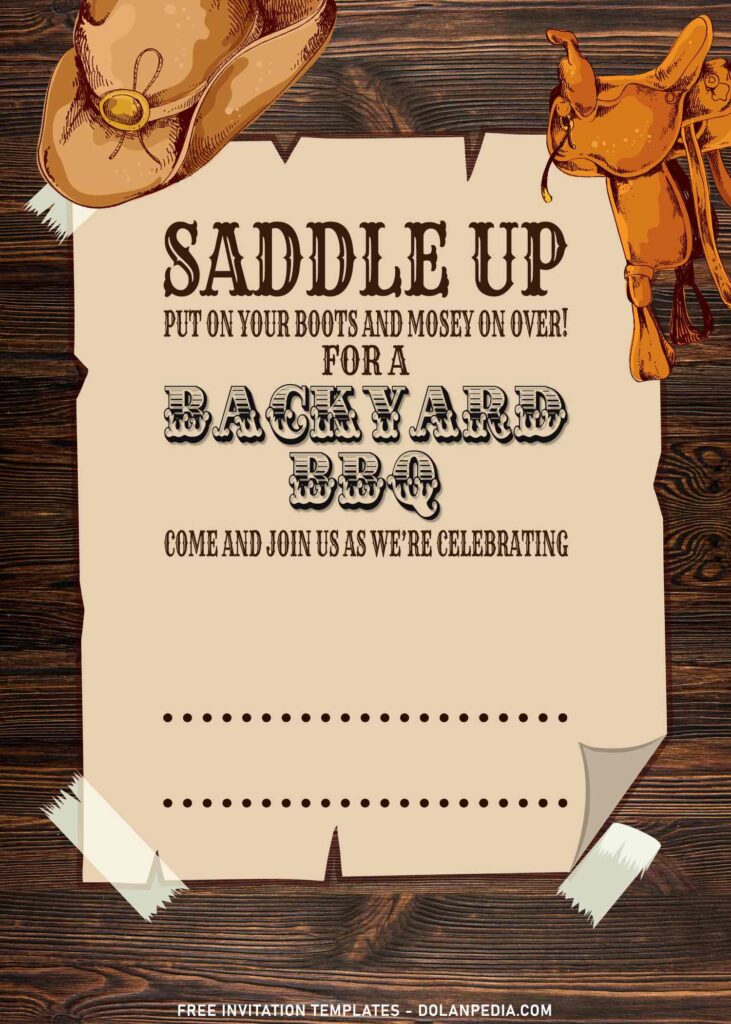 11+ Old Wild West Backyard BBQ Birthday Invitation Templates with cowboy's hat