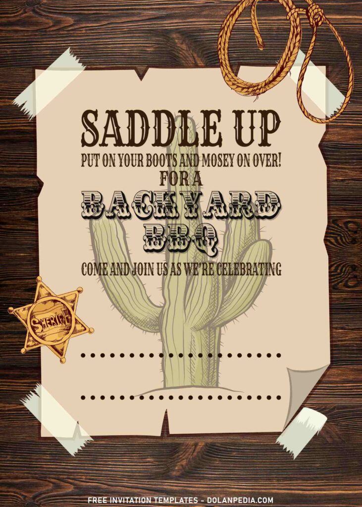 11+ Old Wild West Backyard BBQ Birthday Invitation Templates with sheriff badge