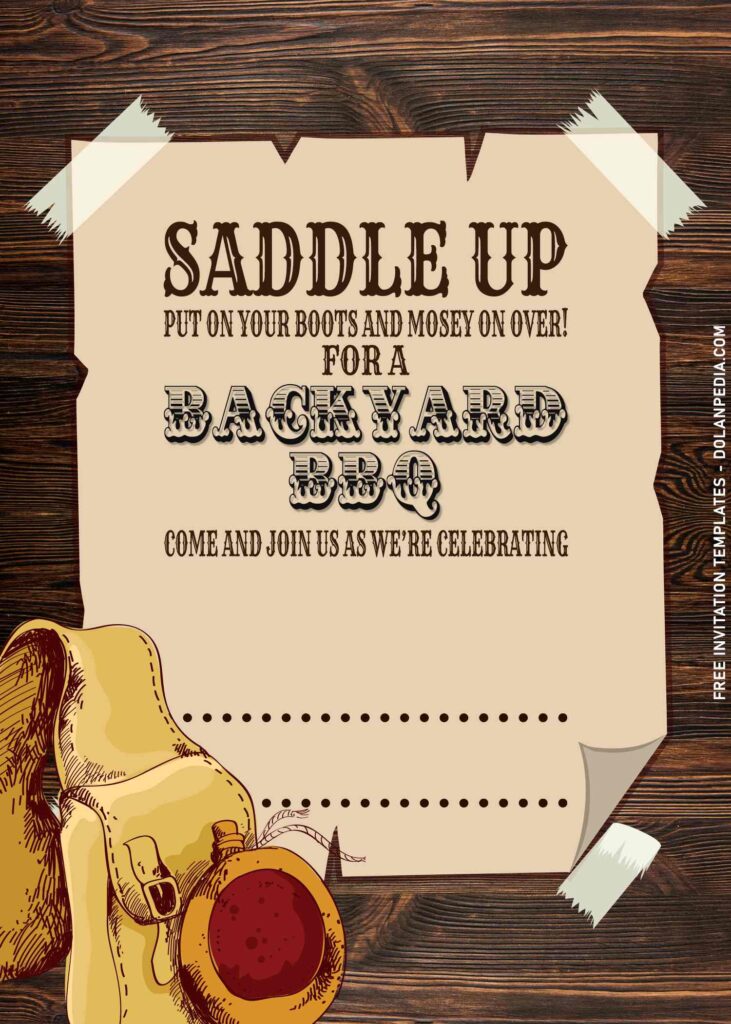 11+ Old Wild West Backyard BBQ Birthday Invitation Templates with saddle bag