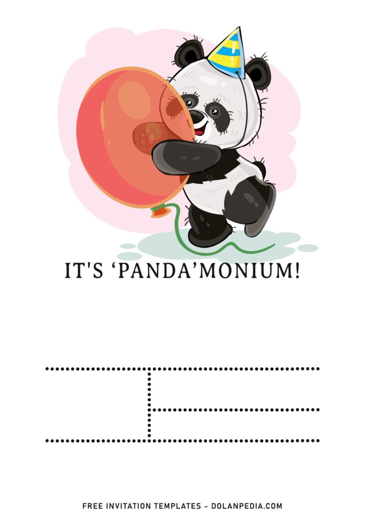 7+ Cute Baby Panda Birthday Invitation Templates For Your Kid's Birthday with lovely panda is playing his red balloons