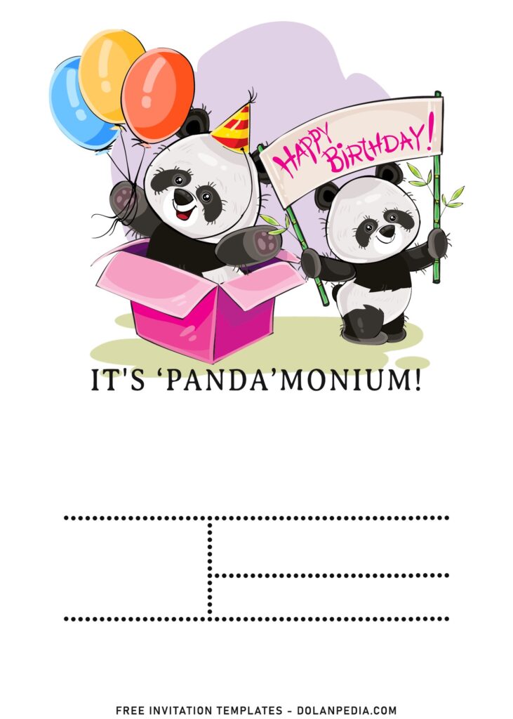 7+ Cute Baby Panda Birthday Invitation Templates For Your Kid's Birthday with adorable panda is holding colorful balloons