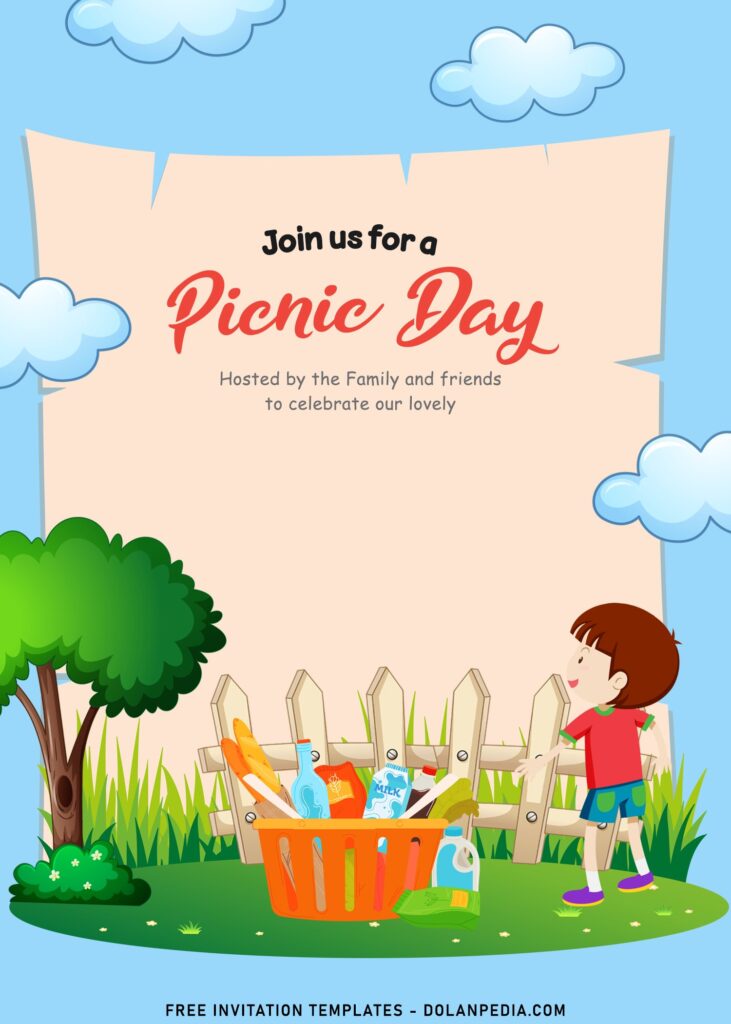 9+ Summer Picnic Day In The Park Birthday Invitation Templates with Woven Picnic Basket