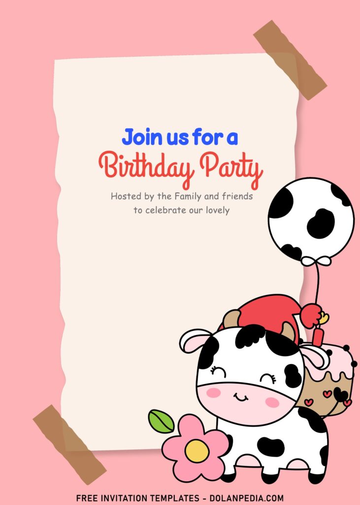 10+ Personalized Holy Cow Birthday Invitation Templates For All Ages with pink flowers