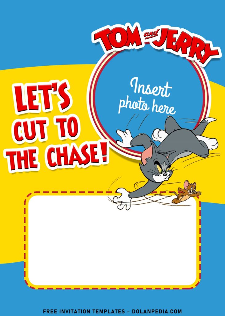 10+ Cutesy Tom & Jerry Birthday Invitation Templates For Your Kid's Birthday with Blue And Yellow Background
