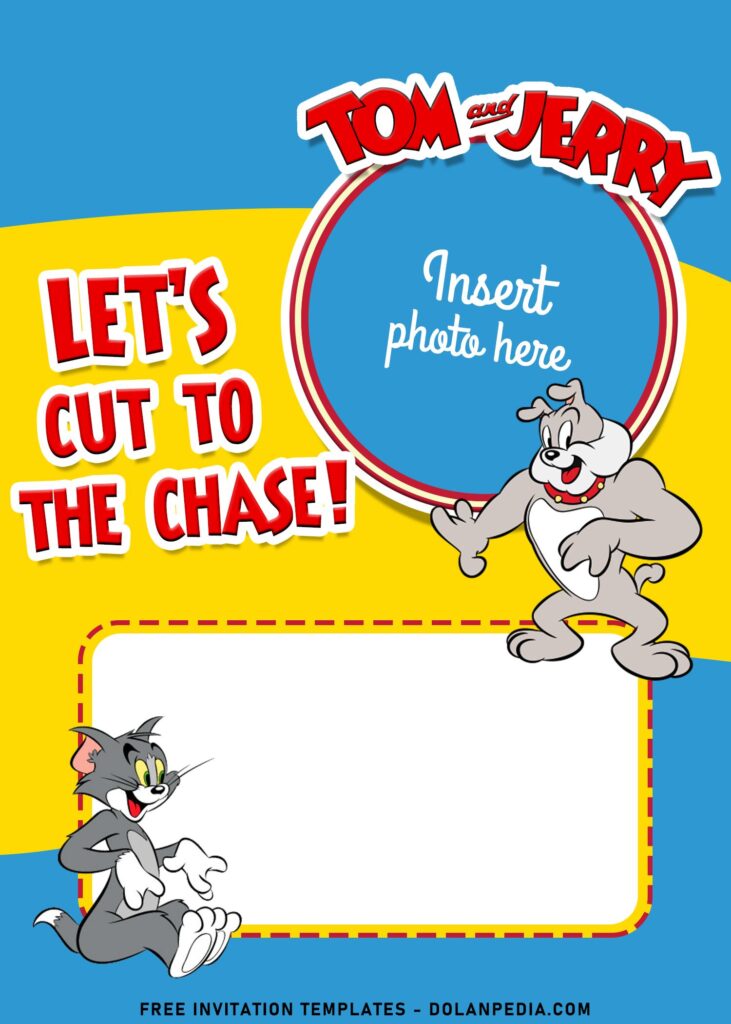10+ Cutesy Tom & Jerry Birthday Invitation Templates For Your Kid's Birthday with adorable Spike the buldog