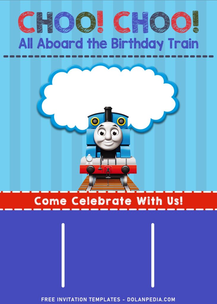 10+ Funny Thomas The Train And Friends Birthday Invitation Templates with colorful background