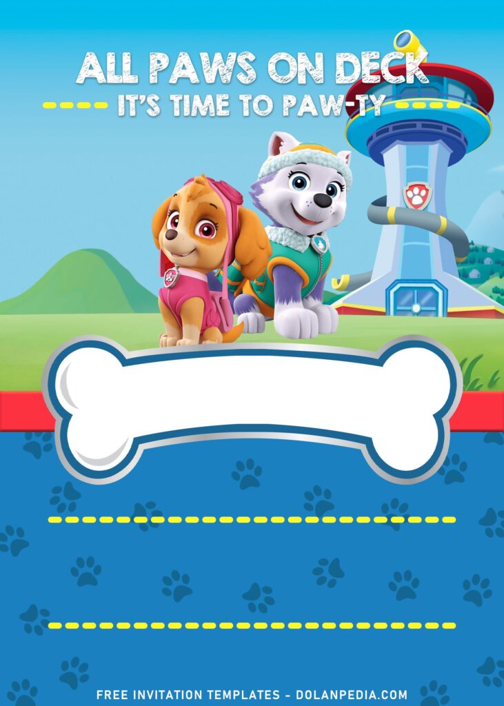 11+ Epic Puppy Power Paw Patrol Birthday Invitation Templates with sweetie cute Everest and Skye