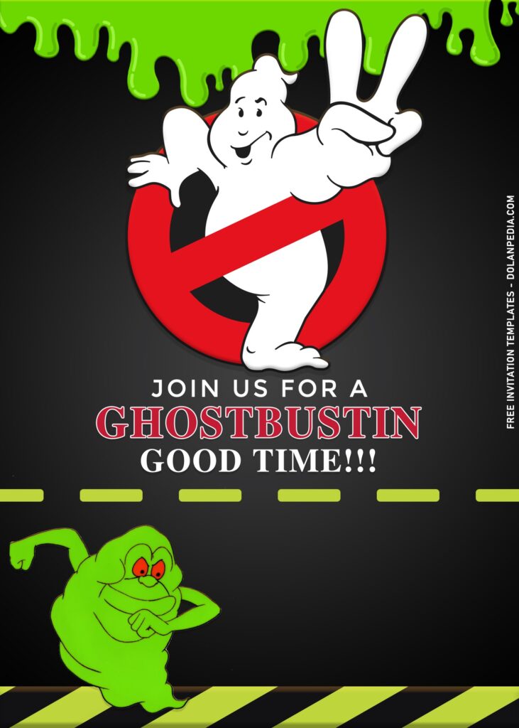 11+ Cartoon Cute Ghostbuster Birthday Invitation Templates with cartoon slimer