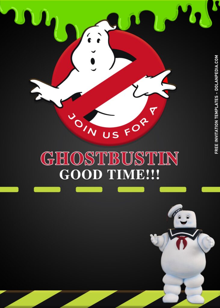 11+ Cartoon Cute Ghostbuster Birthday Invitation Templates with cute stay puft marshmallow ghost