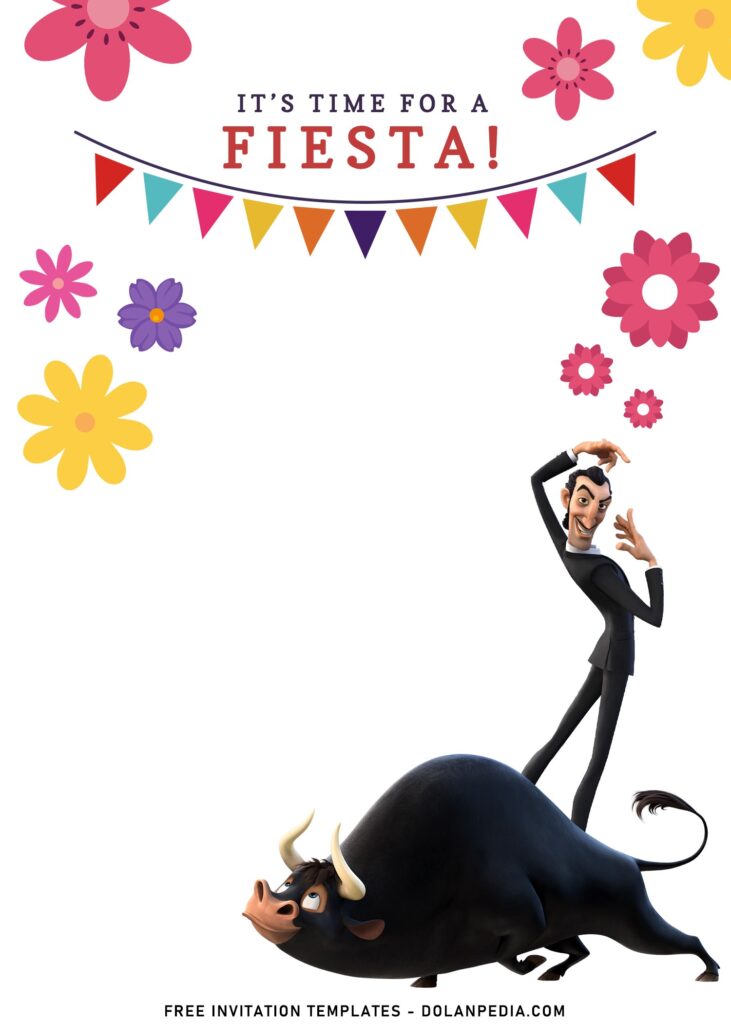 11+ Wonderful Ferdinand Movie Themed Kids Birthday Invitations with portrait design and white background