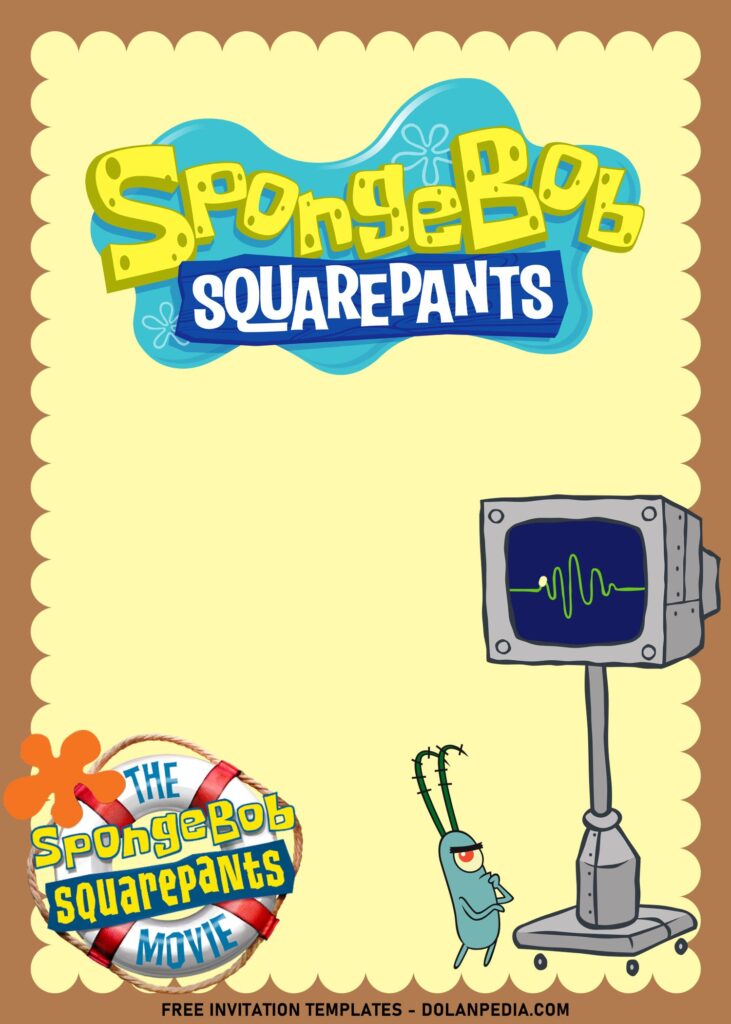 11+ Kids' Favorite SpongeBob And Friends Birthday Invitation Templates with Plankton and his wife Karen