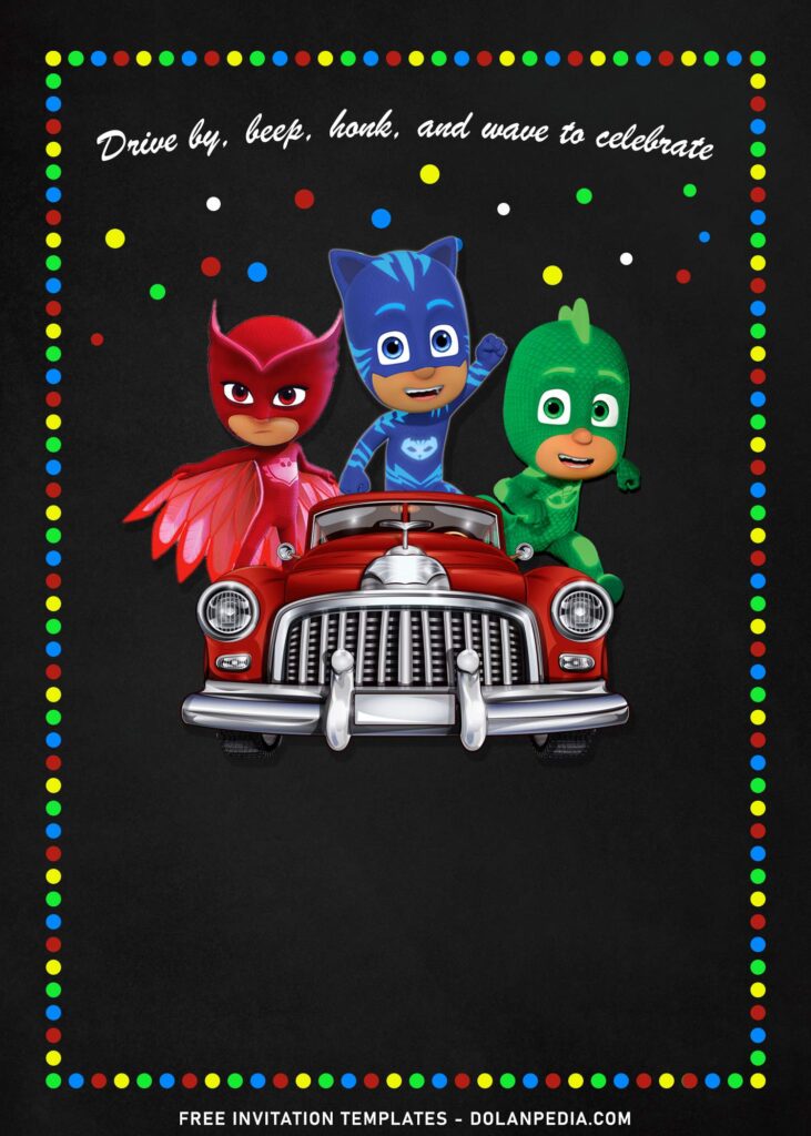 7+ Vintage Chalkboard PJ Masks Drive By Birthday Invitation Templates with adorable Chalkboard background