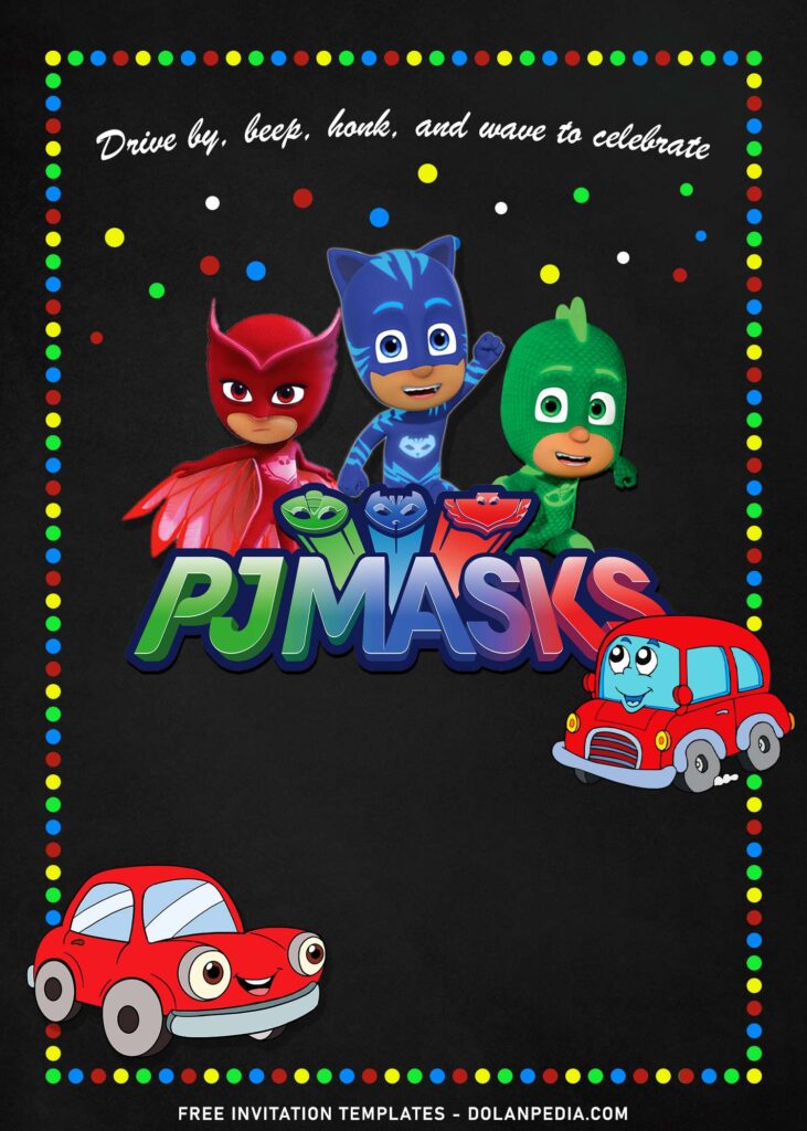 7+ Vintage Chalkboard PJ Masks Drive By Birthday Invitation Templates with adorable Catboy