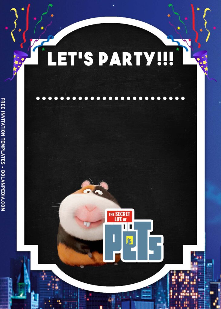 7+ Secret Life Of Pets Birthday Invitation Templates For Boy and Girl with cute hamster