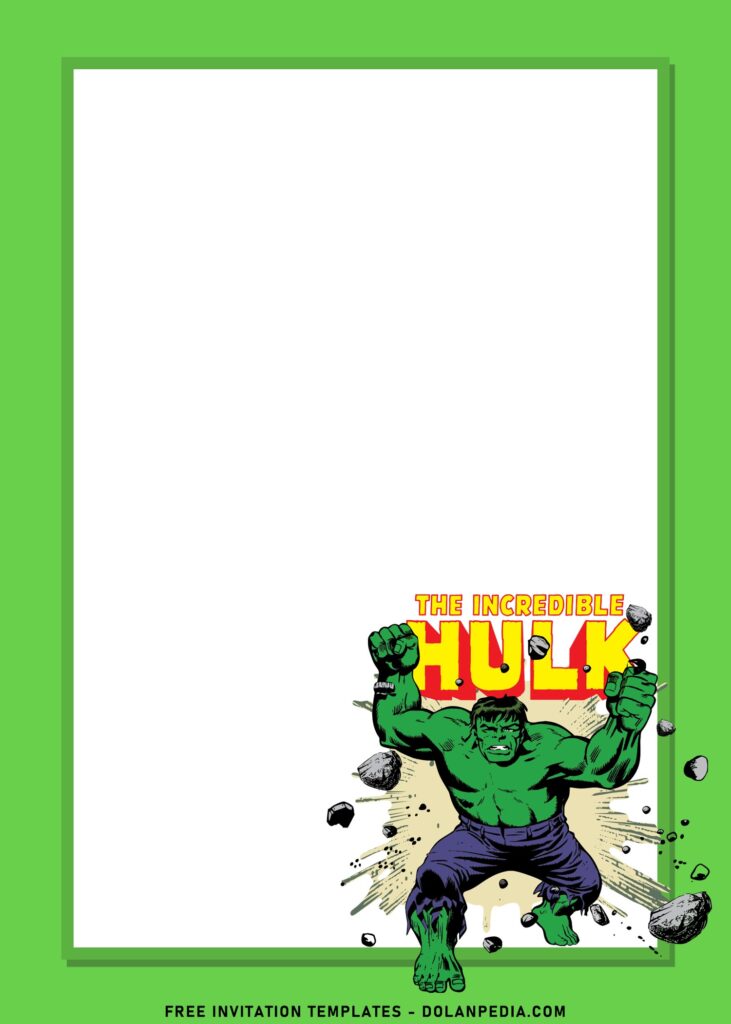 9+ Incredible Hulkbuster Hulk Themed Birthday Invitation Templates with cartoon comic hulk