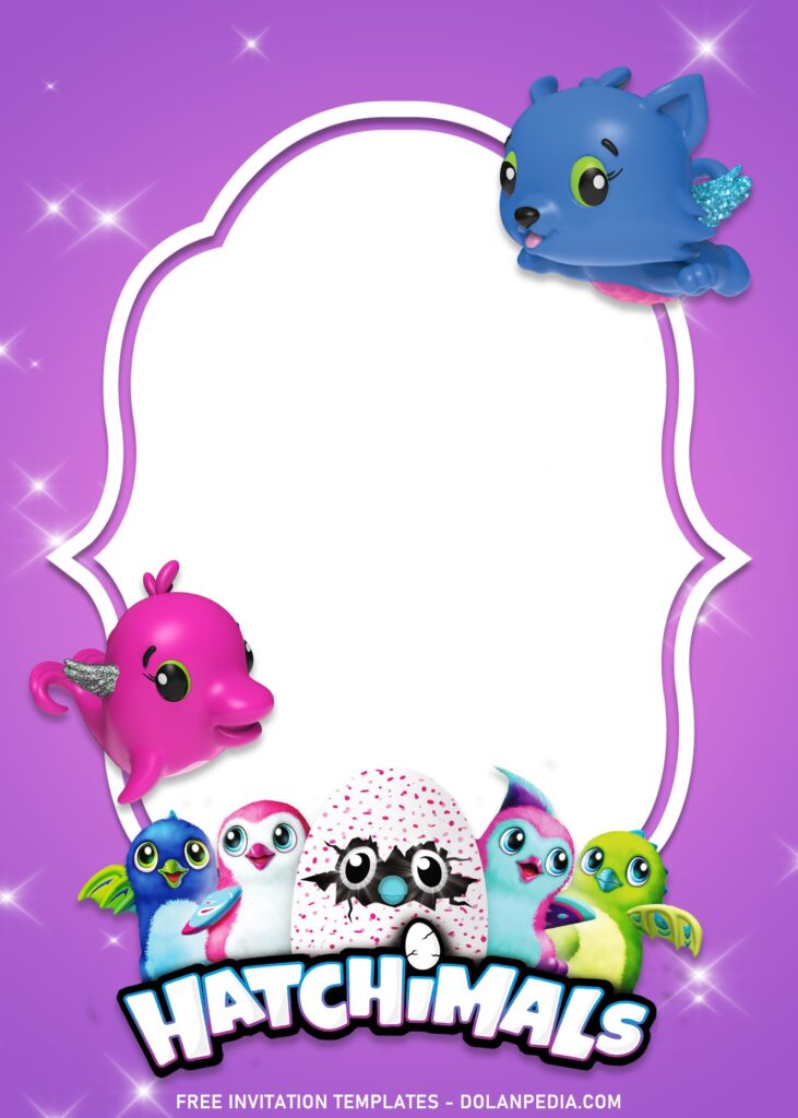 9+ Dazzling Cute Hatchimals Birthday Invitation Best For Toddlers with cute baby dolphin