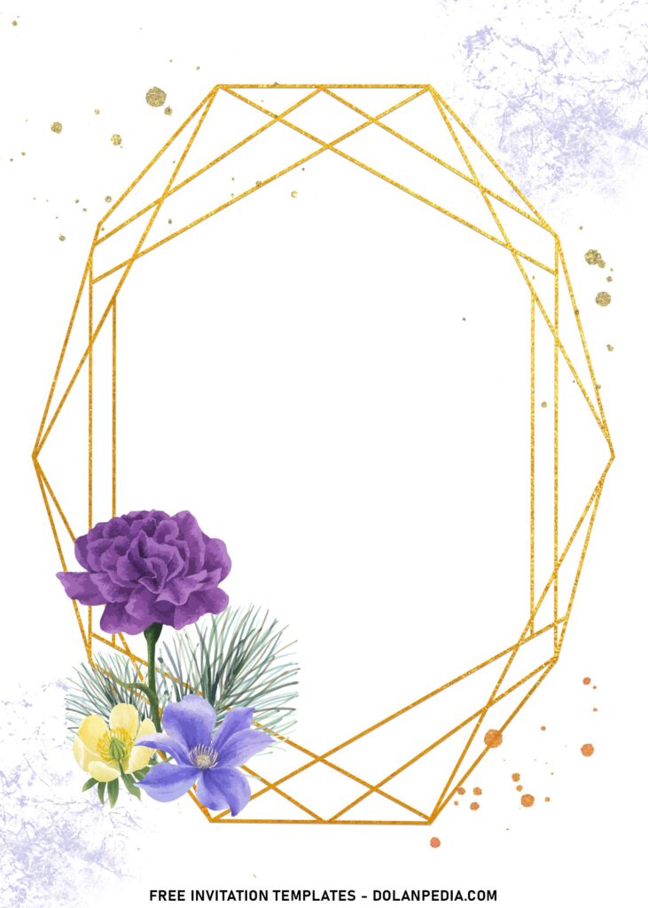 7+ Stylish Glitter Gold Frame & Floral Invitation Templates with gorgeous hydrangea
