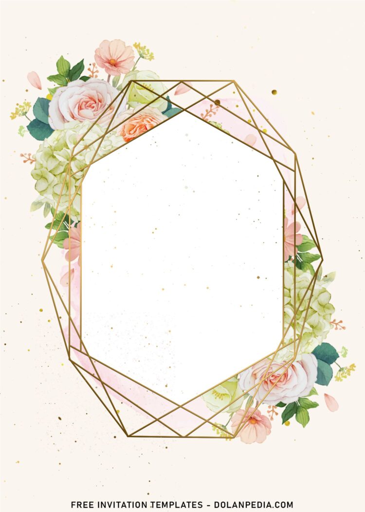 8+ Stunning Papery Blooms Geometric Frame Birthday Invitation Templates ...