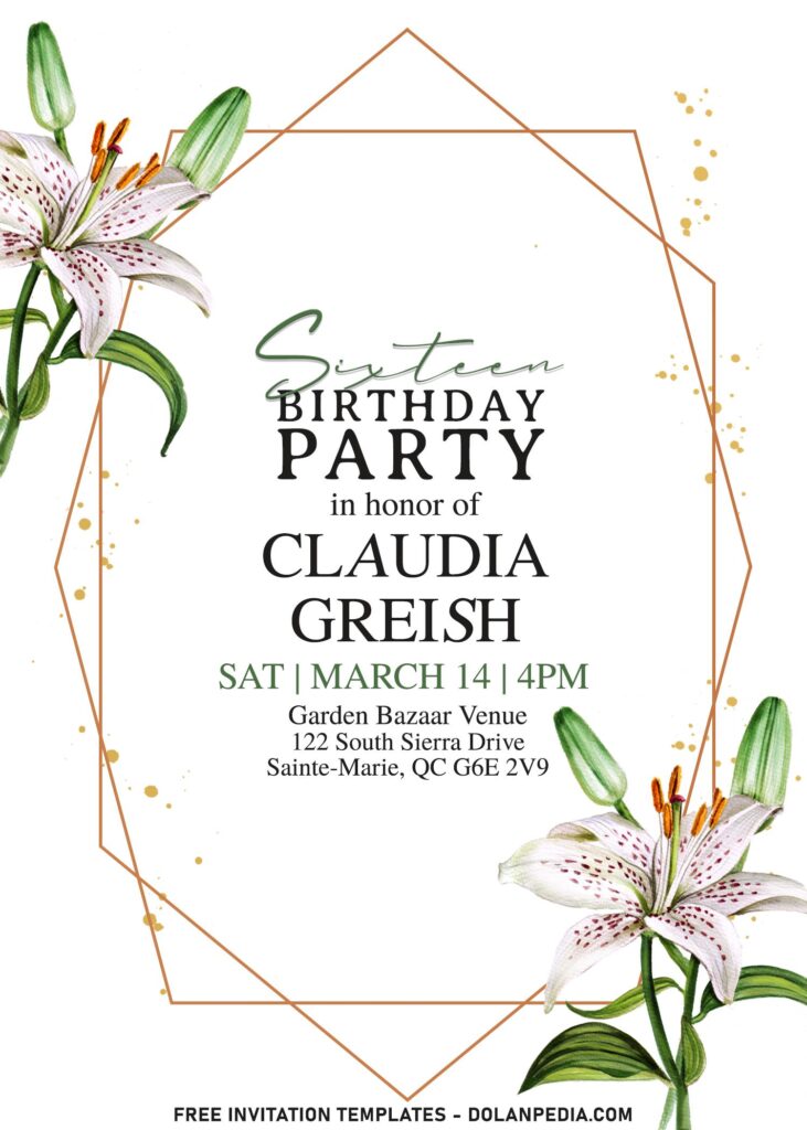 7+ Glam Geometric Birthday Invitation Templates With Luxury Easter Lily