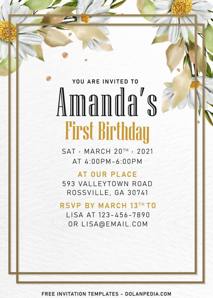 9+ Falling Daisy Flower Birthday And Baby Shower Invitation Templates