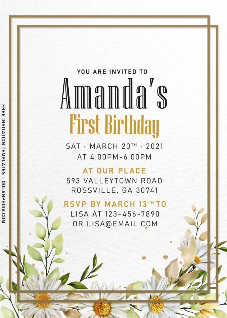 9+ Falling Daisy Flower Birthday And Baby Shower Invitation Templates