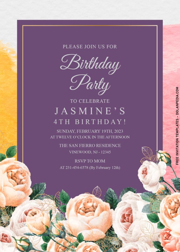 11+ Timeless Ranunculus And Garden Roses Birthday Invitation Templates