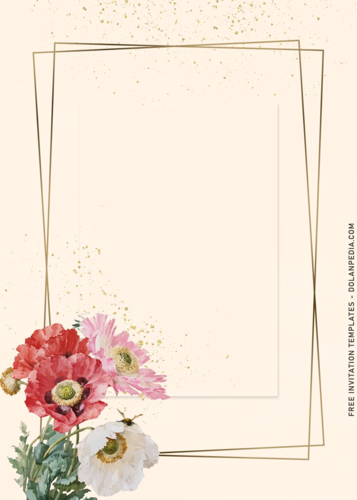 9+ Modest Watercolor Floral Birthday Invitation Templates with gold geometric frame