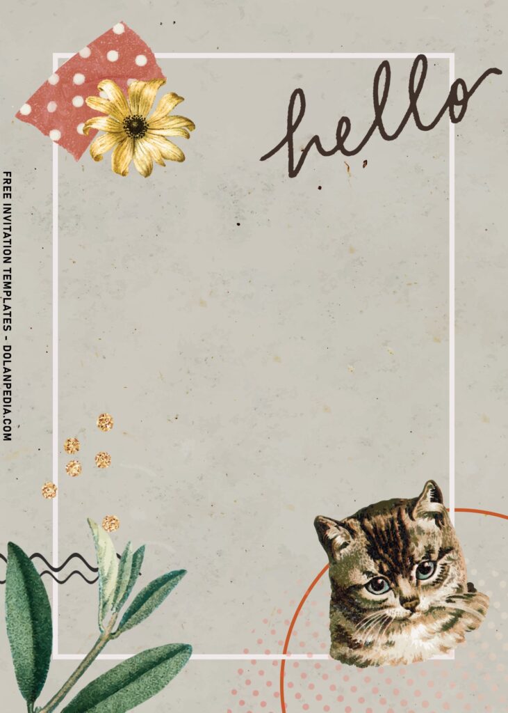 11+ Fun And Chic Collage Pattern Birthday Invitation Perfect For Teenagers with cute cat stickers