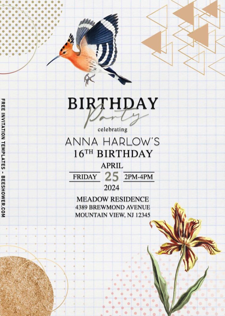 11+ Modern Floral And Bird Collage Style Birthday Invitation Templates