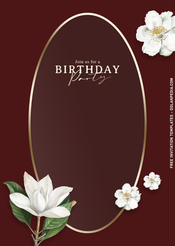 7+ Luxury Rembrandt Rose Birthday Invitation Templates with white magnolia