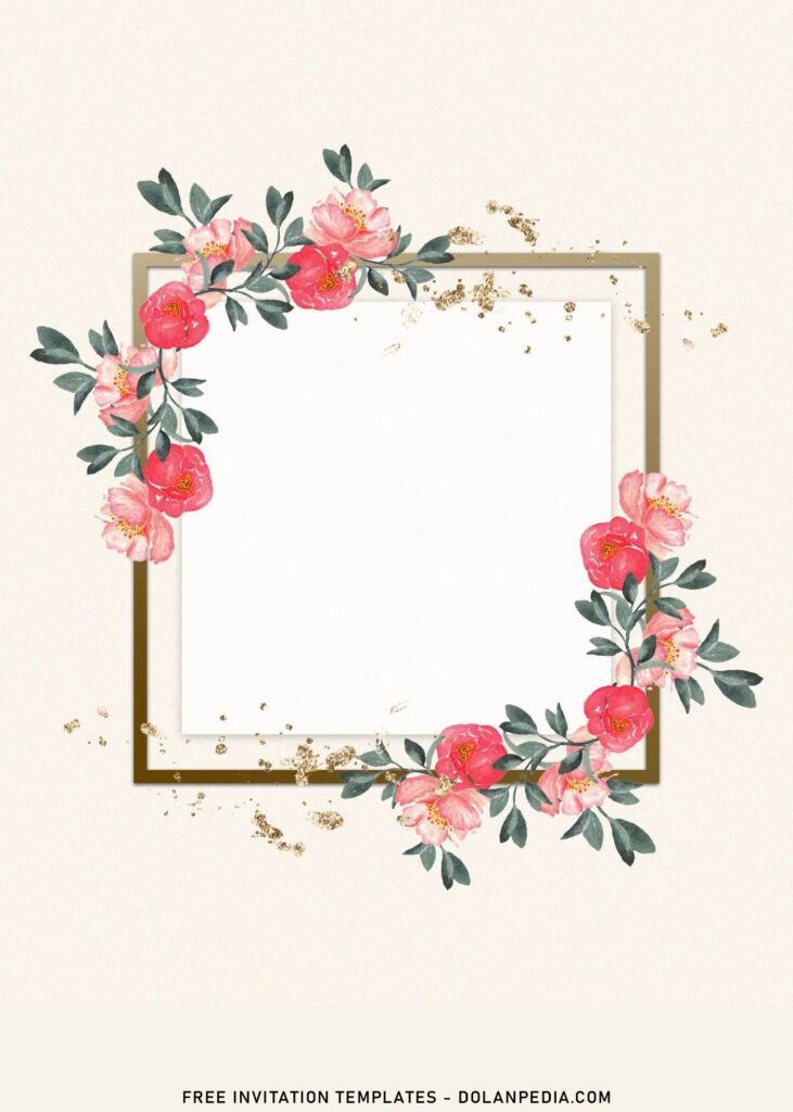 7+ Modest Floral Frame Invitation Templates You Will Love with blush watercolor rose and ranunculus