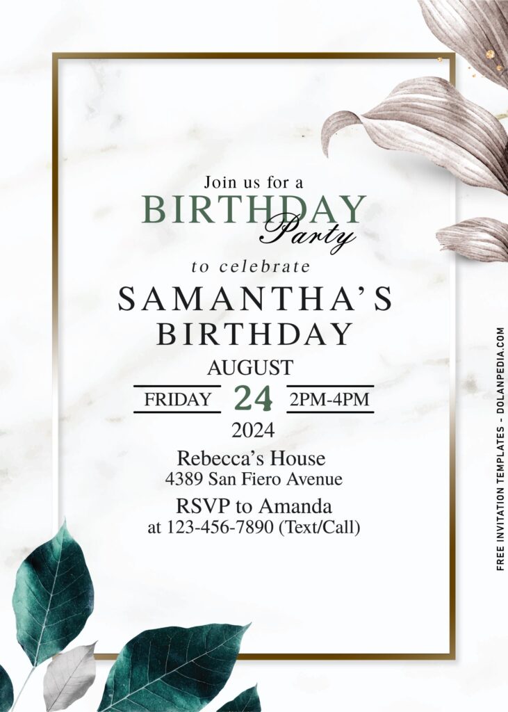 8+ Elegant Marble Greenery Invitation Templates Perfect For Seaside Party