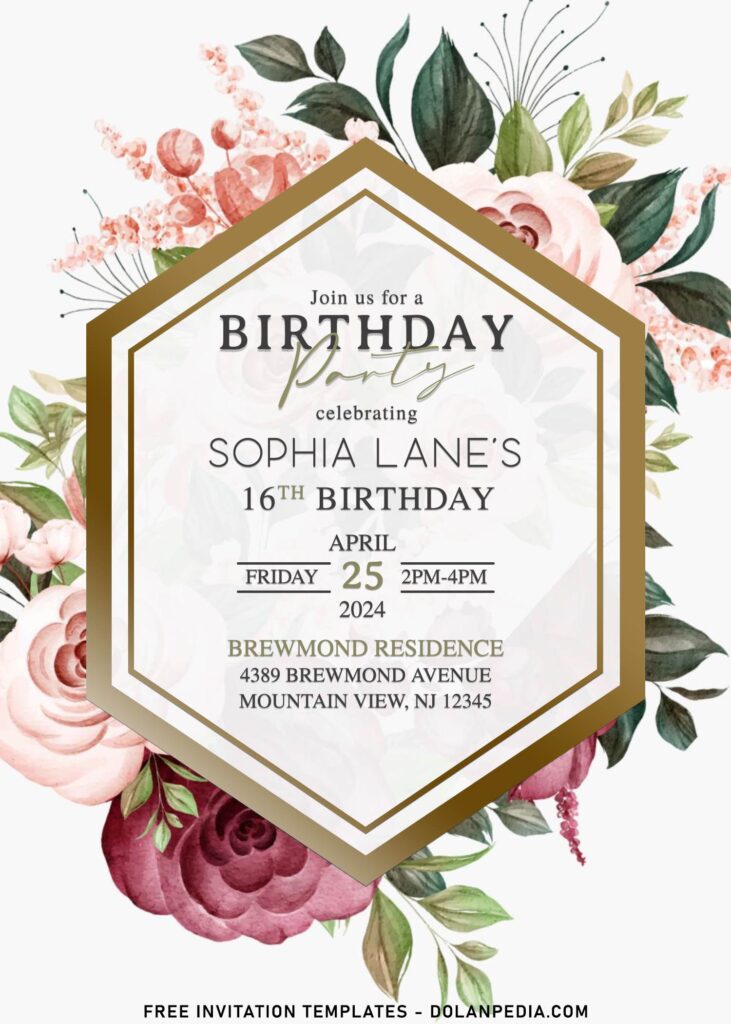 7+ Modern Floral Frame Birthday Invitation Templates
