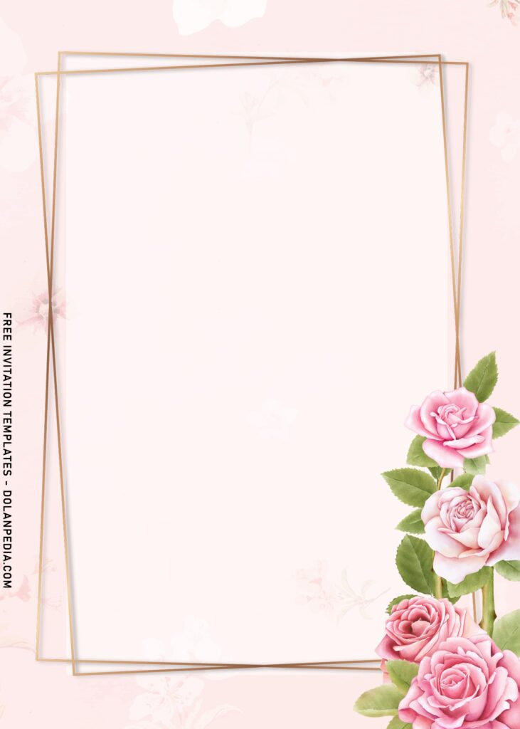 8+ Fresh Natural Pink Carnation Birthday Invitation Templates with gold geometric frame