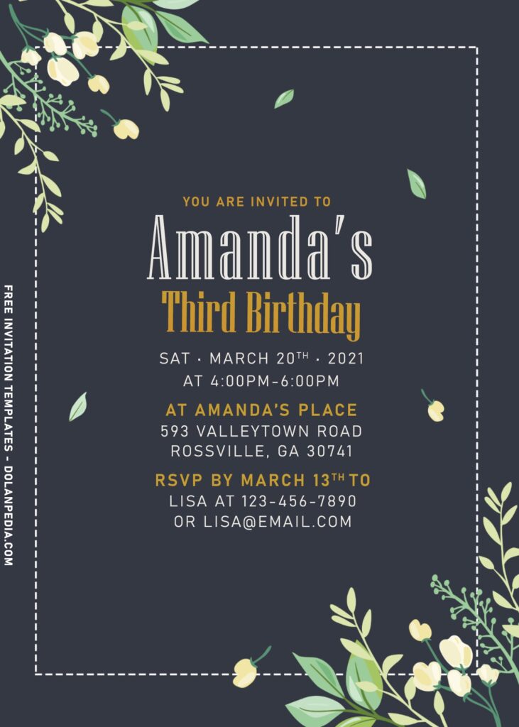 8+ Minimal Palm And Verdant Leaves Birthday Invitation Templates with mute tone