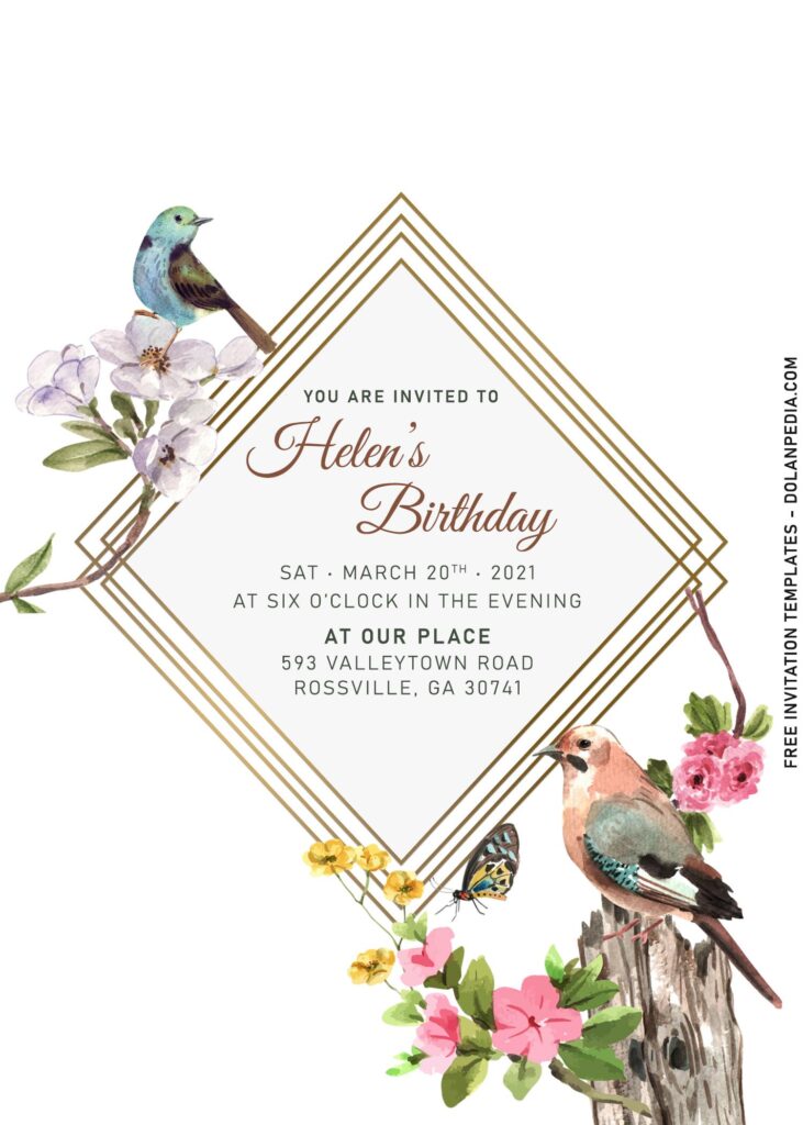 8+ Beautiful Spring Love Birthday Invitation Templates With Cute Bird