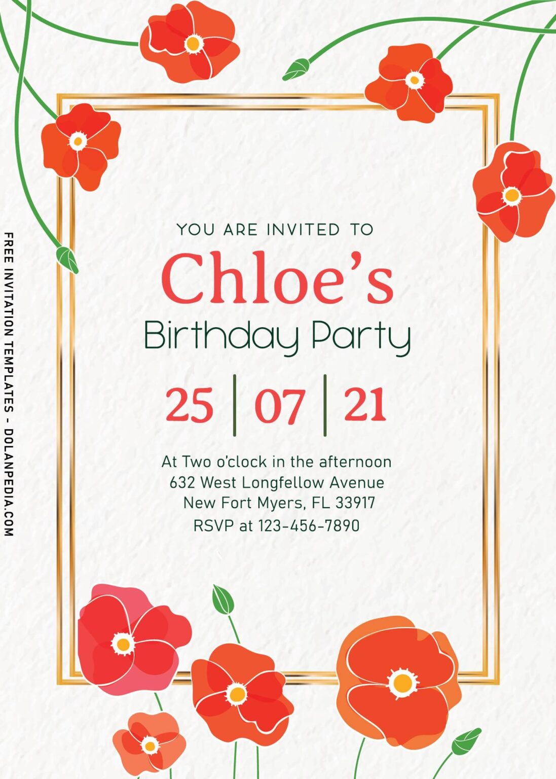 10+ Beautiful Autumn Poppy Birthday Invitation Templates | Dolanpedia