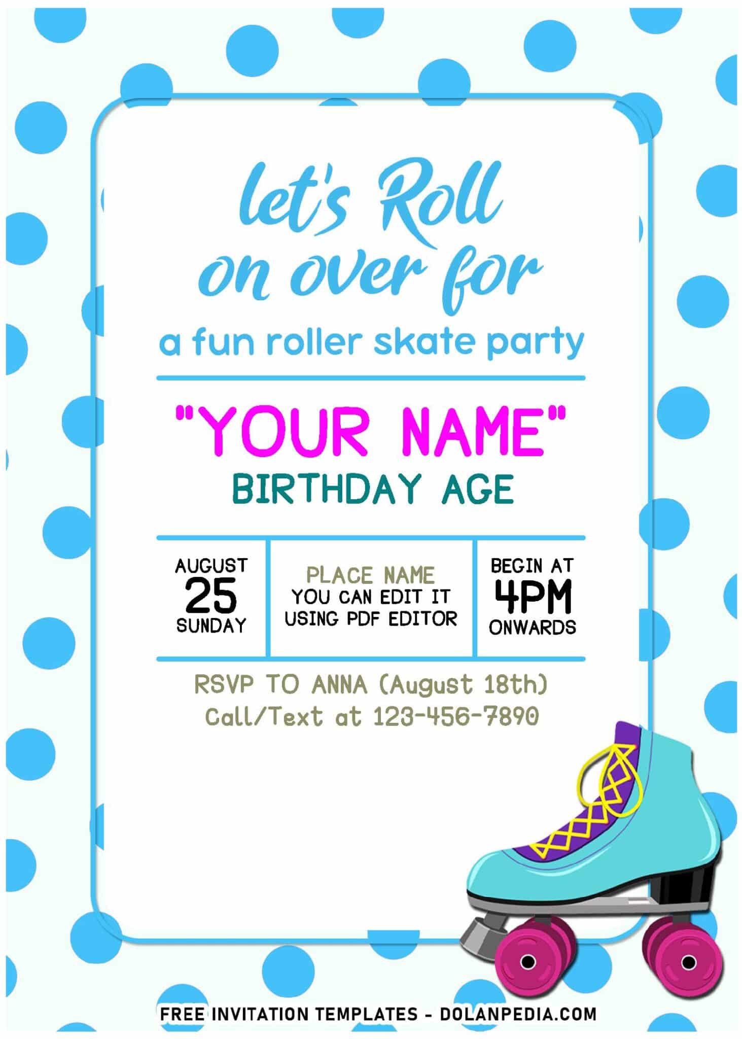 Free Editable Pdf Retro Roller Skating Birthday Invitation Templates Dolanpedia