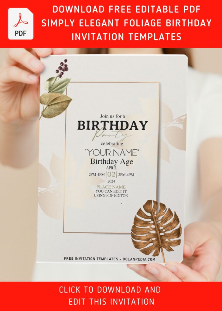 (Free Editable PDF) Enchanting Natural Greenery Birthday Invitation Templates with 