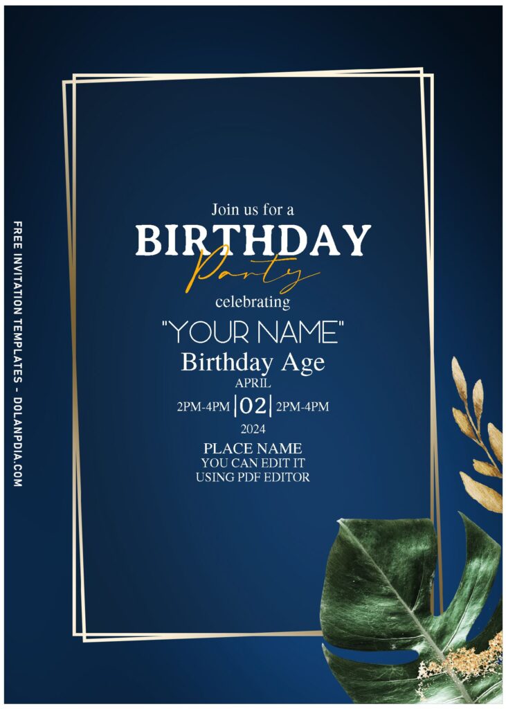 (Free Editable PDF) Enchanting Natural Greenery Birthday Invitation Templates with geometric frame
