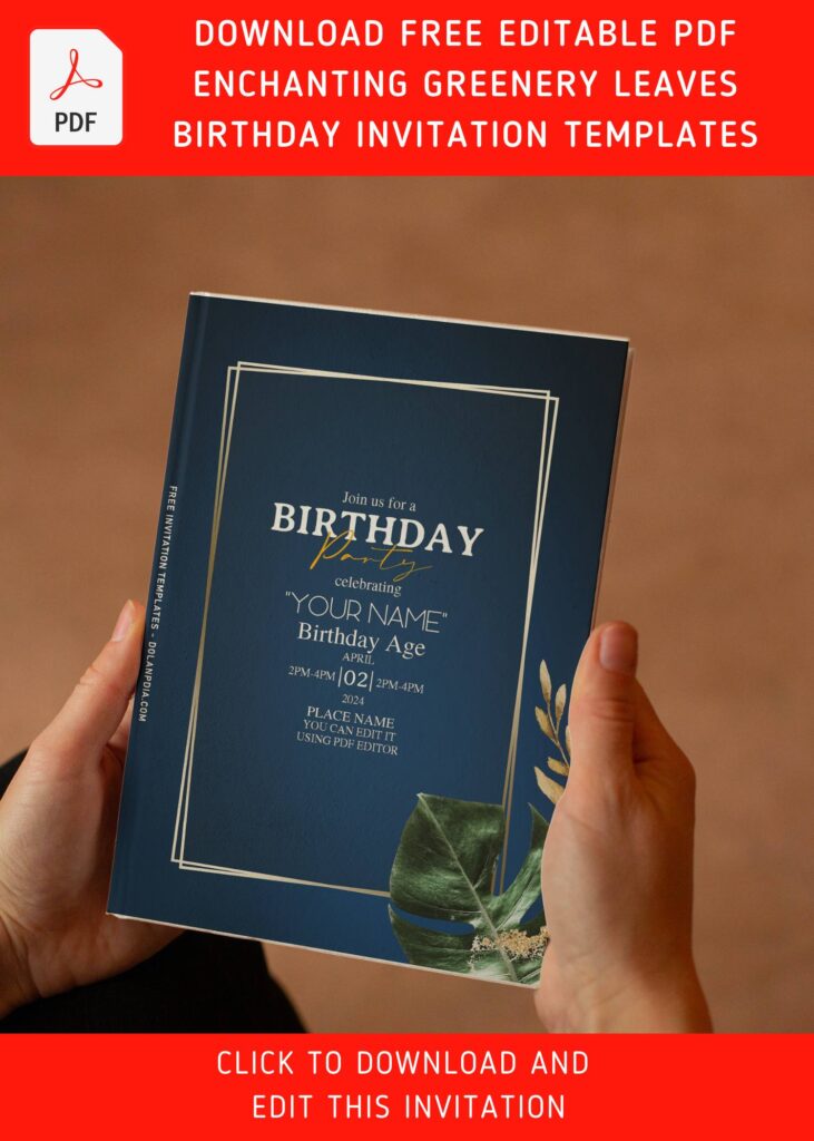 (Free Editable PDF) Enchanting Natural Greenery Birthday Invitation Templates with eucalyptus